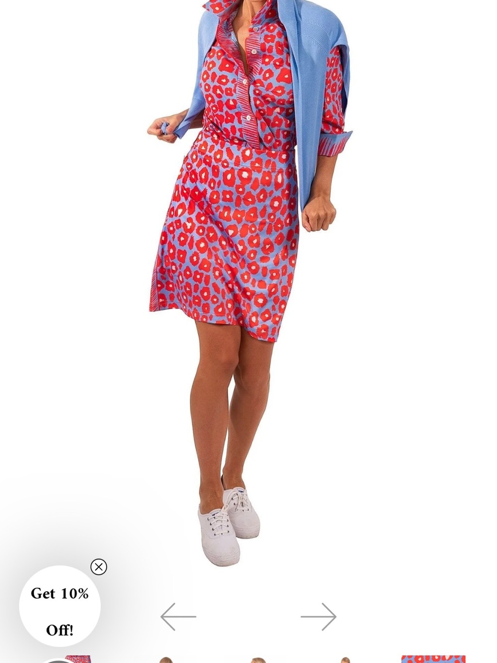 Gretchen Scott Designs Red and Blue Floral Mini Skirt GS shrimp size 4-6
